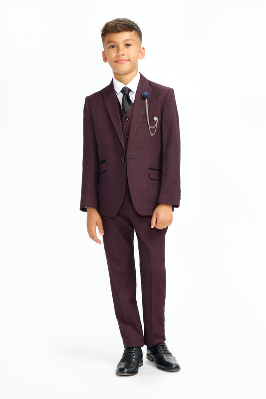 Caridi Wine Boys 3-Piece Suit