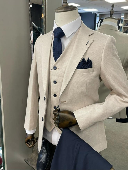 Fratelli Stone Blazer & Waistcoat With Navy Trousers