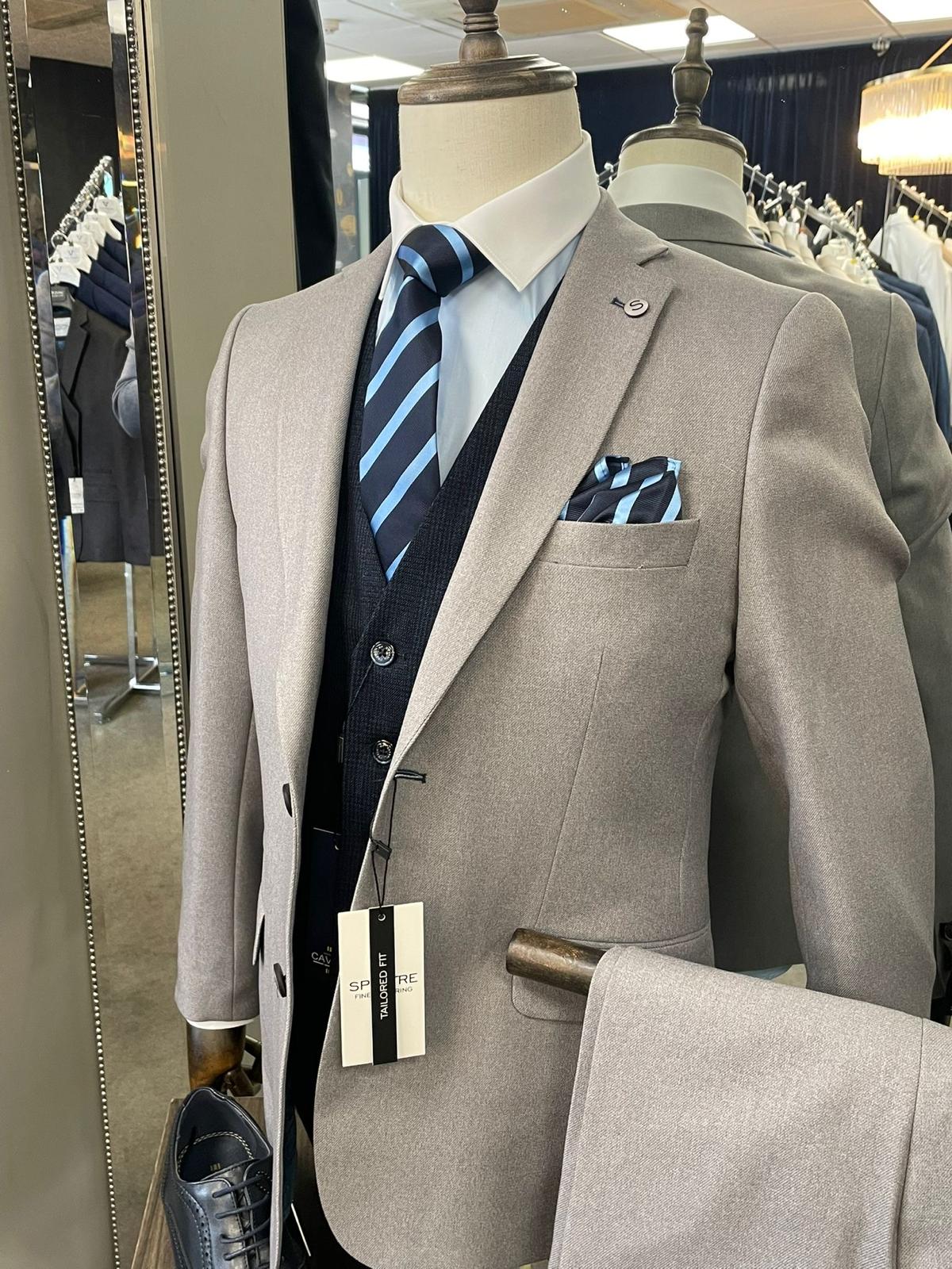 Branson Grey with Navy Waistcoat