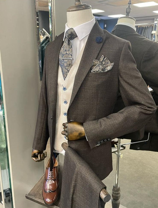 Caridi Brown Blazer & Trousers With Bromley Stone Waistcoat