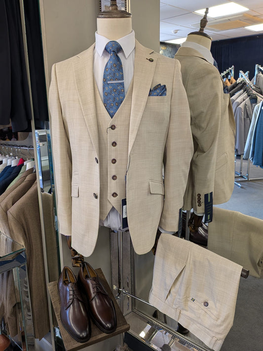 Camden Beige 3 Piece Suit To Hire