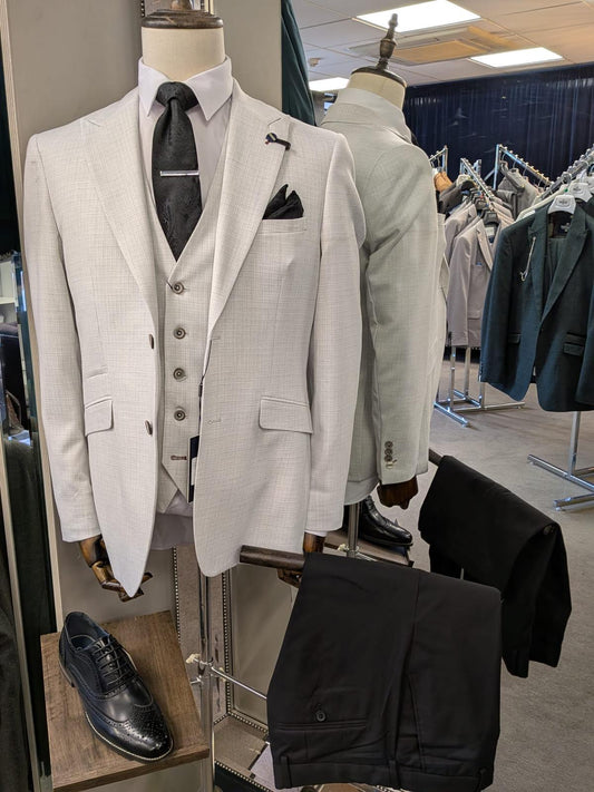 Tropez Slate 3 Piece Suit with Black Trousers