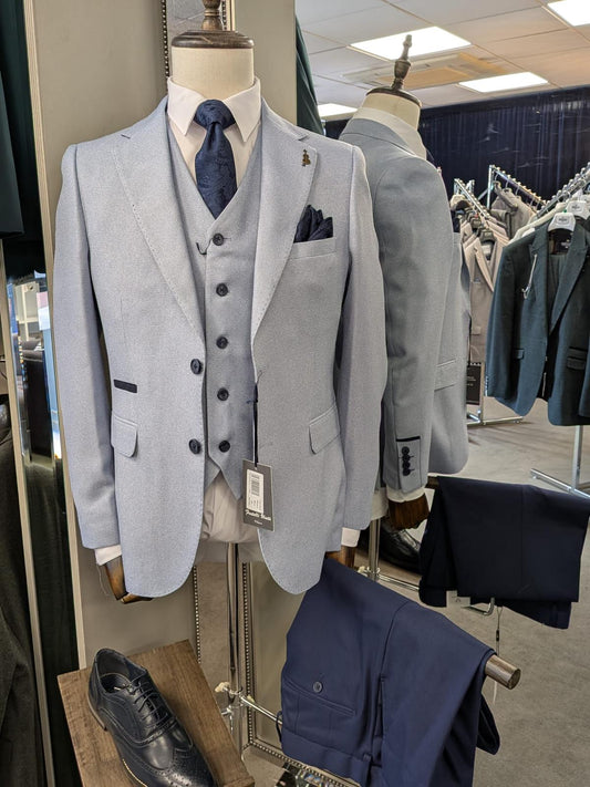 Paolo Sky 3 Piece Suit with Navy Trousers