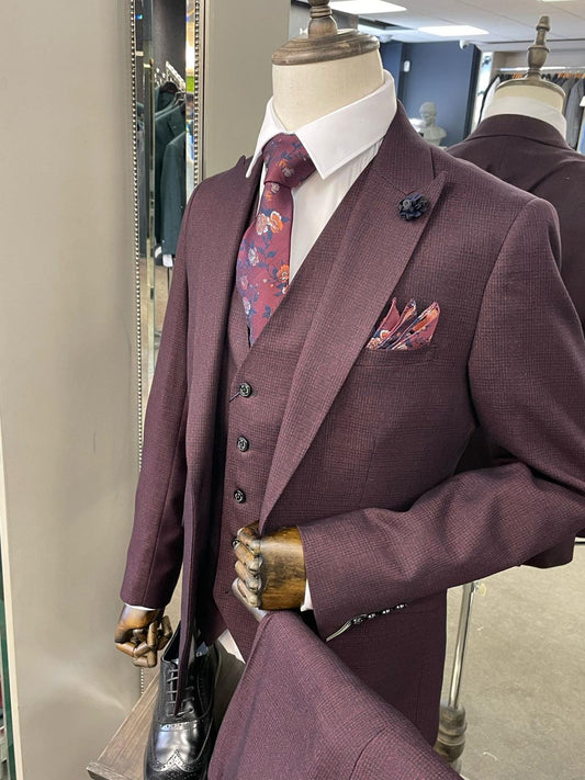 Caridi Wine 3-Piece Suit